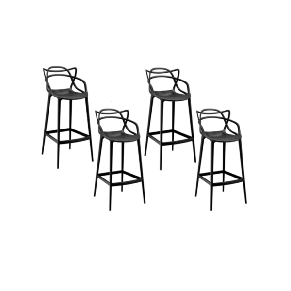 Kit C|4 Banqueta Média Masters Allegra - 66 Cm - Preto